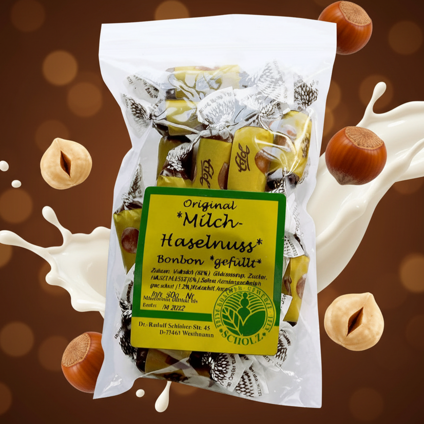 Milch-Haselnuss - Bonbon, gefüllt